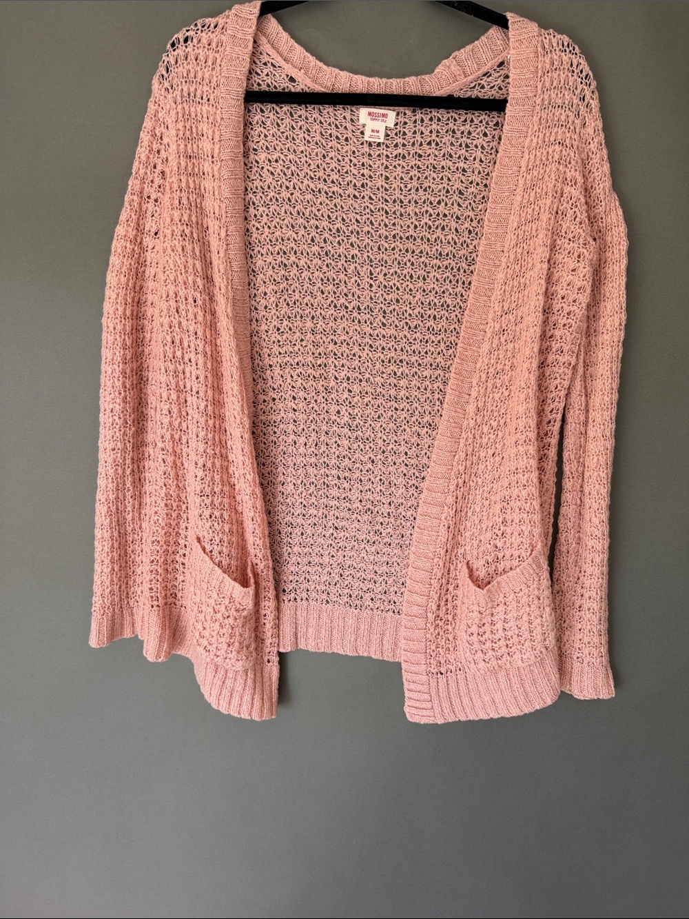Mossimo Sweater size M Women’s Pink Open-Front Knit Cardigan Sweater